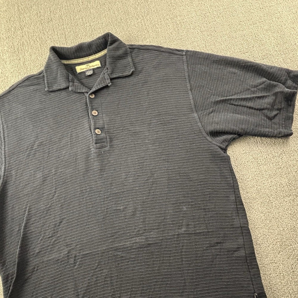 Tommy Bahama Polo Shirt Adult Large Black Short Sleeve Silk Blend Casual Men's - Picture 4 of 14